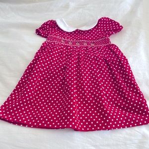 Christmas smock dress with reindeer stitching